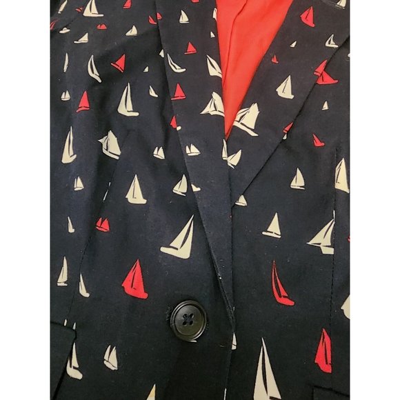 Banana Republic Blue Red White Sailboat Blazer Women's Size 2 Business Casual - Picture 2 of 6